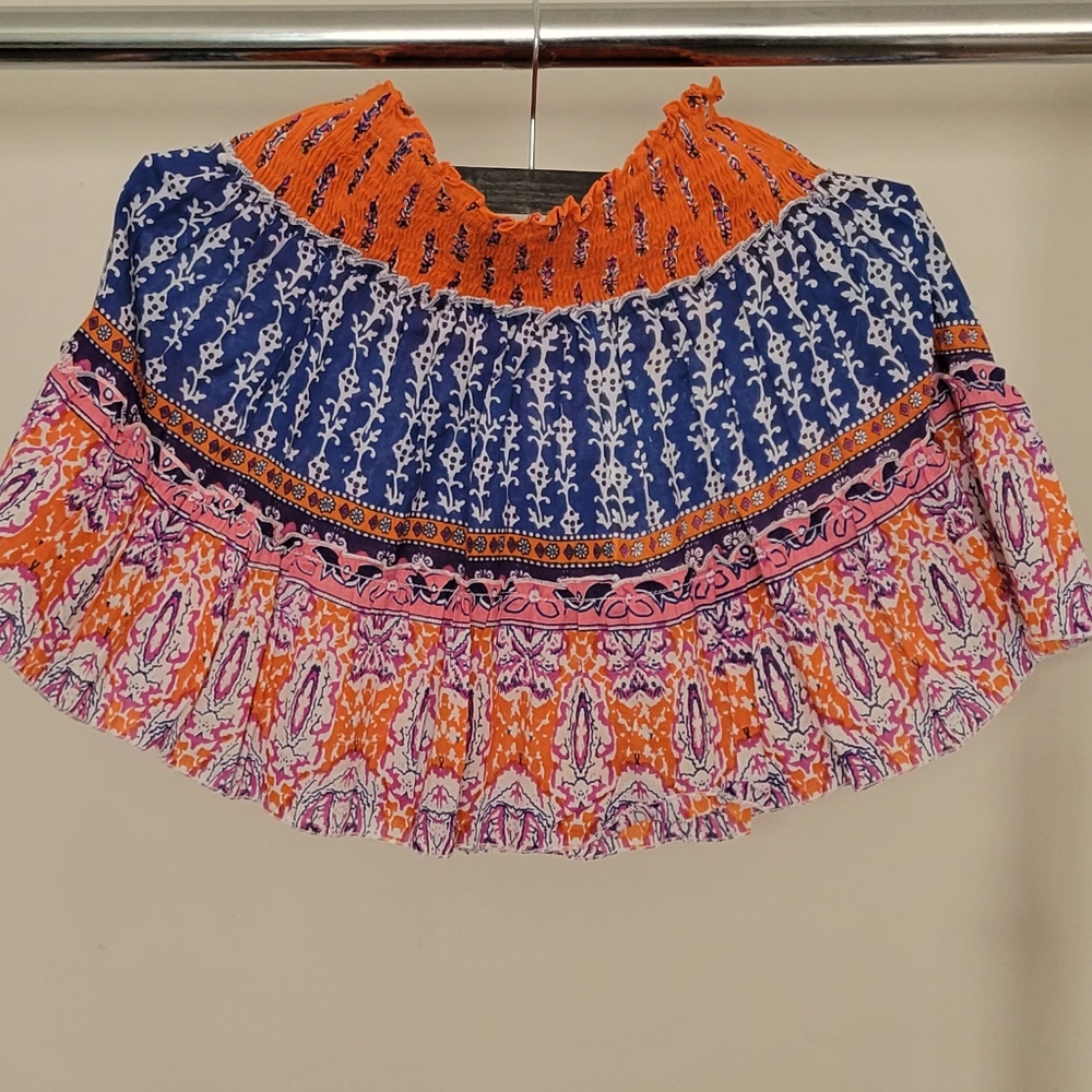 Raga Floral Ethnic Print Mini Skirt Size M Elastic Waist